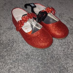 New With Tags Red Glitter Velcro Toddler Dress Shoes Size 10
